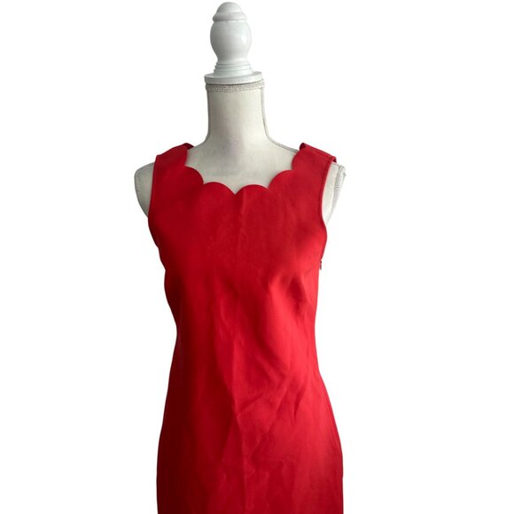 J CREW Red Scalloped Cocktail Dress Size US 6 - Picture 6 of 9
